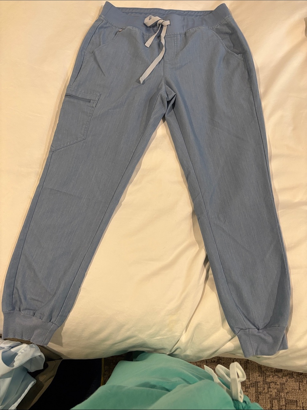 Light Blue Drawstring  Jogger Scrub Pants